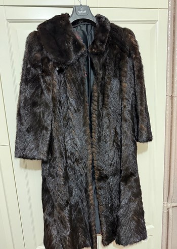 Kahverengi Uzun Kadın Suni Kürk Kaban - Görsel 2