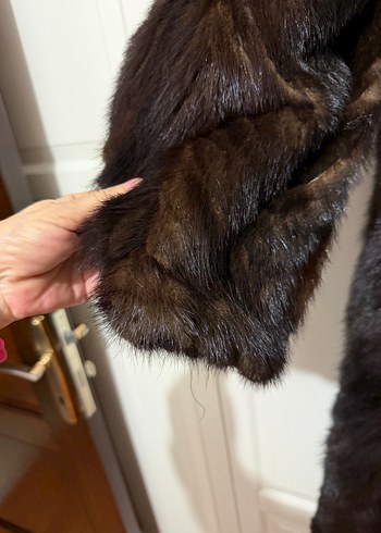 Kahverengi Uzun Kadın Suni Kürk Kaban - Görsel 5