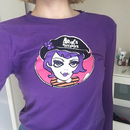 s Beden mor Renk mor emo t-shirt
