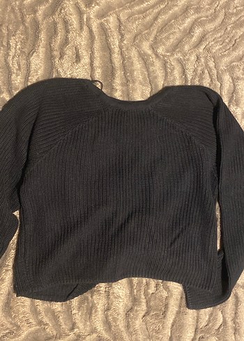 Siyah Örgü Kadın Triko Kazak - Görsel 6