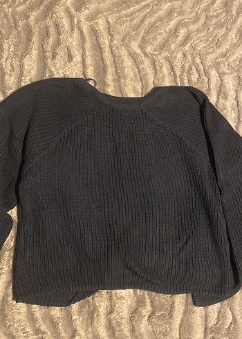 Siyah Örgü Kadın Triko Kazak - Görsel 8