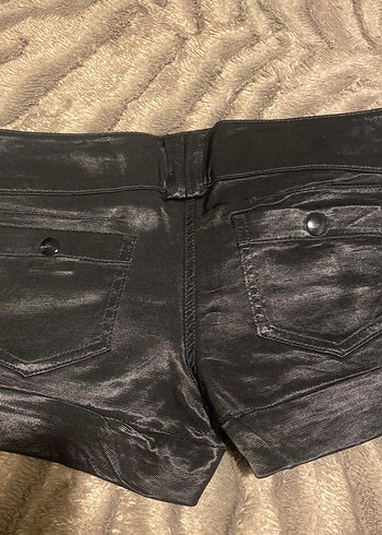 Düğmeli Siyah Deri saten özel mini şort Yeni - Görsel 11