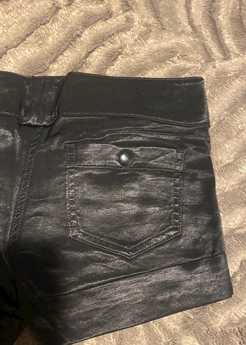 Düğmeli Siyah Deri saten özel mini şort Yeni - Görsel 10