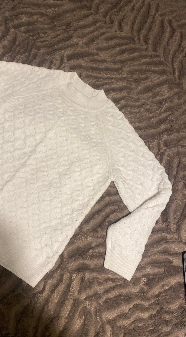 BeyazGri Örgü Kadın Triko Kazak - Görsel 3