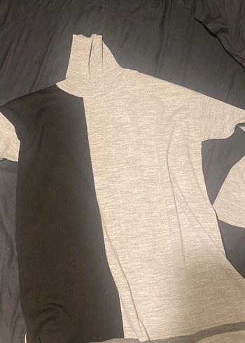 Drapeli Uzun Kollu Gri Siyah Kadın Triko - Görsel 10