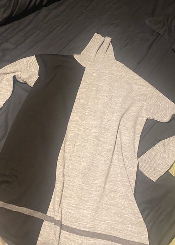 Drapeli Uzun Kollu Gri Siyah Kadın Triko - Görsel 9