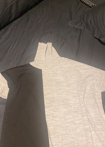 Drapeli Uzun Kollu Gri Siyah Kadın Triko - Görsel 12