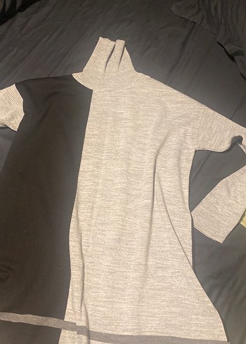 Drapeli Uzun Kollu Gri Siyah Kadın Triko - Görsel 8