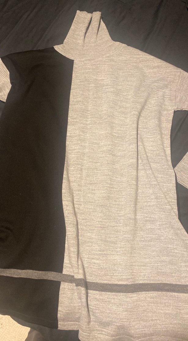 Drapeli Uzun Kollu Gri Siyah Kadın Triko - Görsel 3