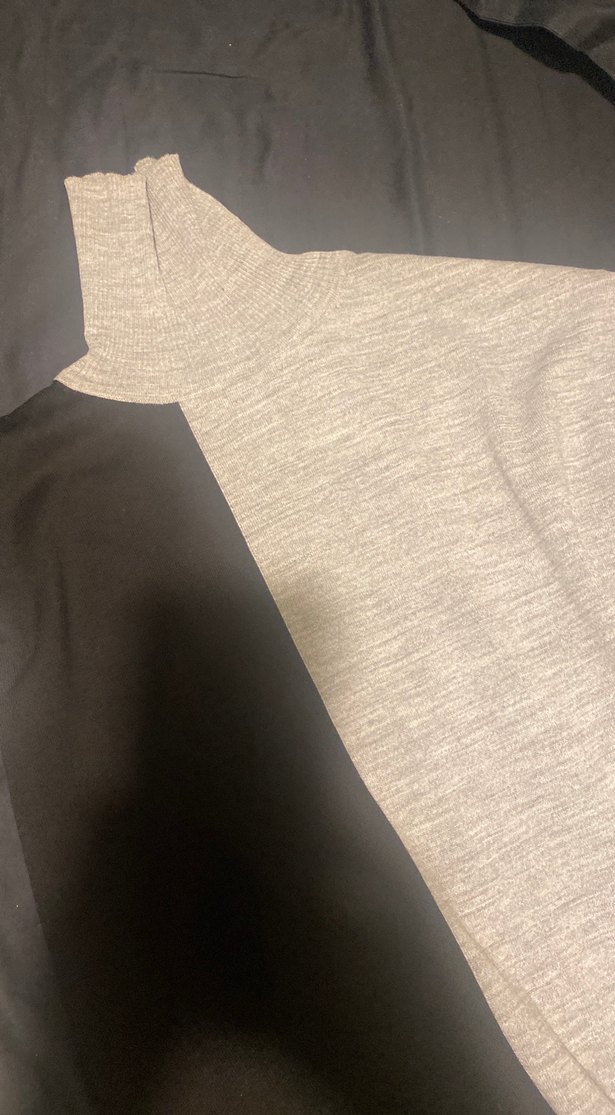 Drapeli Uzun Kollu Gri Siyah Kadın Triko - Görsel 4