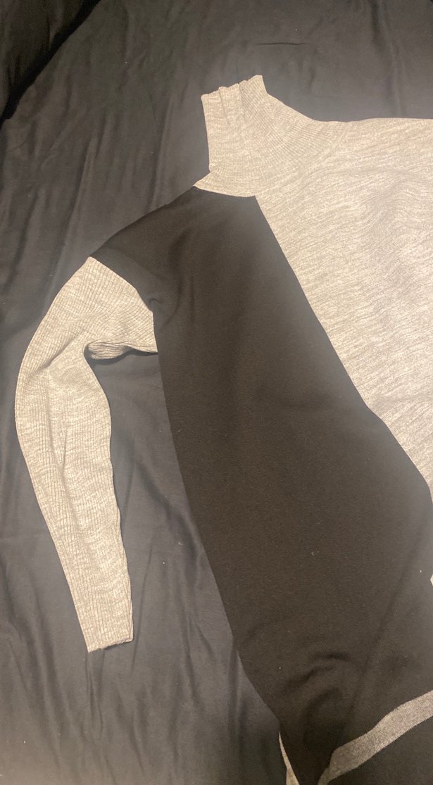 Drapeli Uzun Kollu Gri Siyah Kadın Triko - Görsel 2