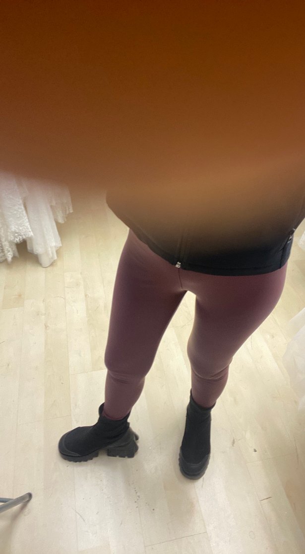 Bordo Deri Kadın Tayt - Görsel 3