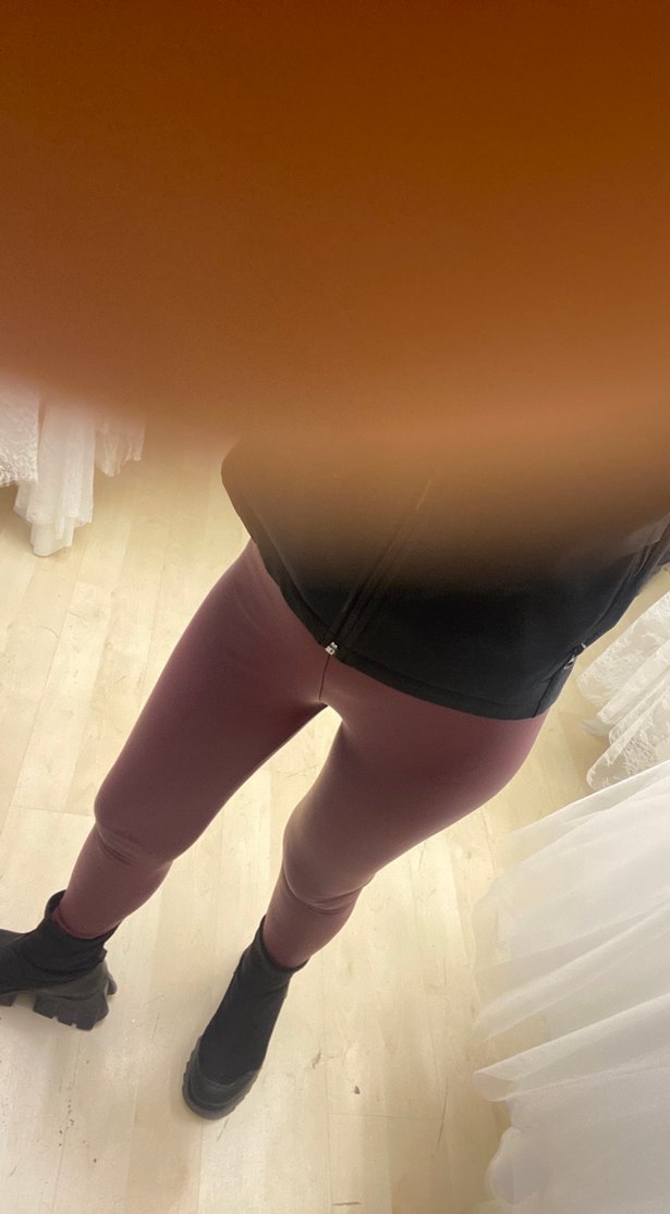 Bordo Deri Kadın Tayt - Görsel 2