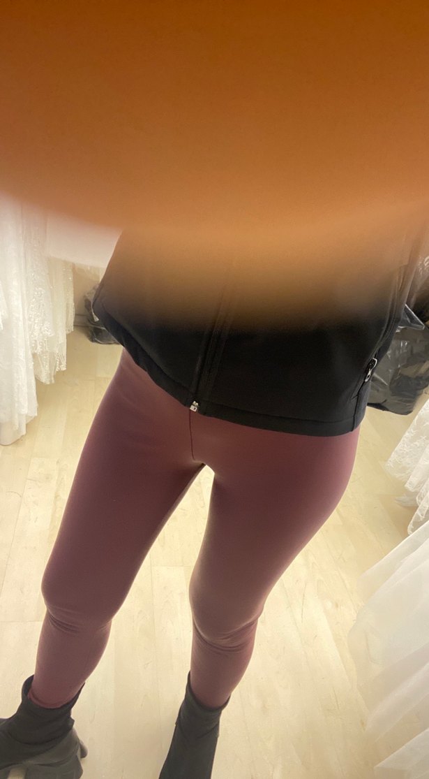 Bordo Deri Kadın Tayt - Görsel 5