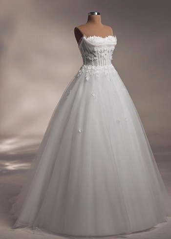 Straplez çift beden Beyaz A Kesim Gelinlik - Görsel 2