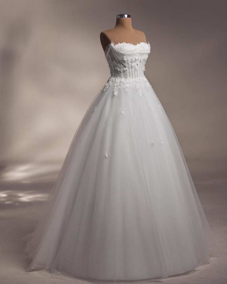 Straplez çift beden Beyaz A Kesim Gelinlik - Görsel 2