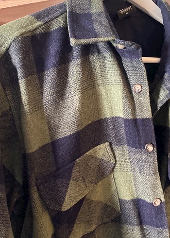 Düğmeli Yeşil erkek/ kadın yün gömlek - Görsel 12