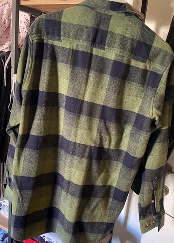 Düğmeli Yeşil erkek/ kadın yün gömlek - Görsel 9