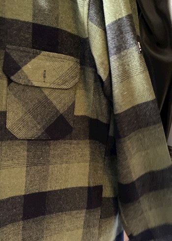 Düğmeli Yeşil erkek/ kadın yün gömlek - Görsel 6