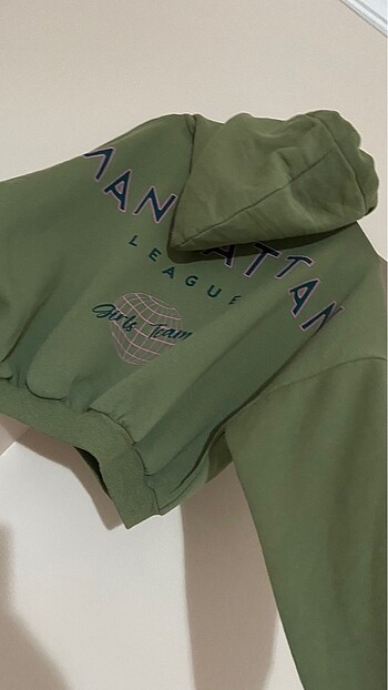 s Beden haki Renk Oversize Crop sweatshirt