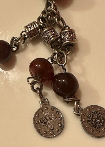 Bordo Zincir Detaylı Uzun Bohem Kolye - Görsel 2