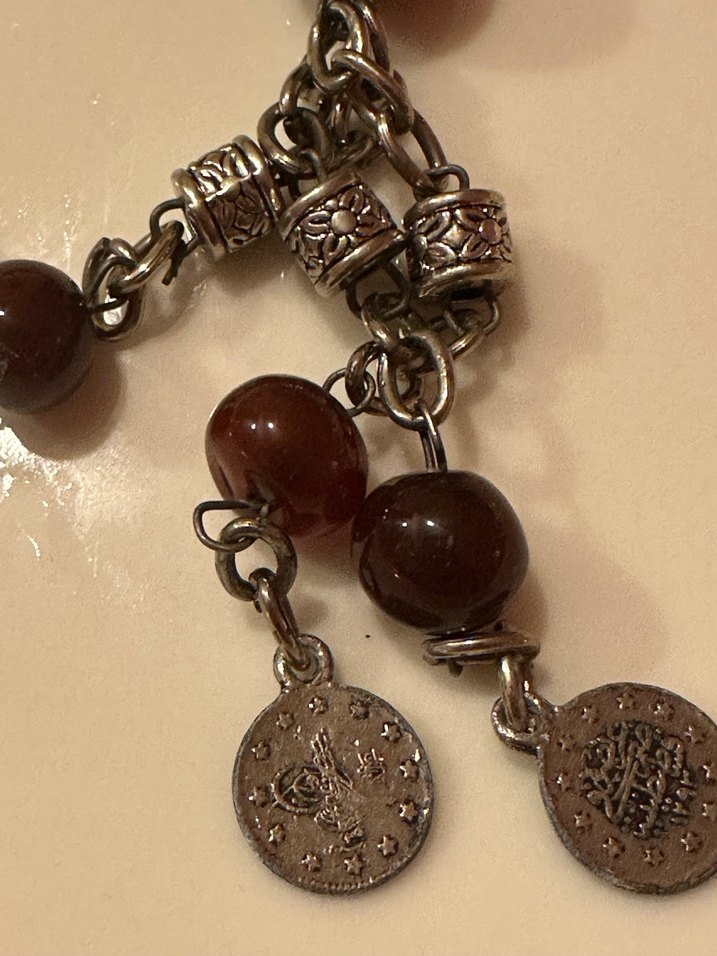 Bordo Zincir Detaylı Uzun Bohem Kolye - Görsel 2