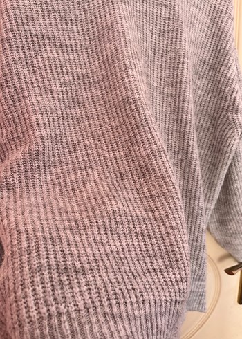 Trendyol & Milla Gri Boğazlı Oversize Triko Kazak