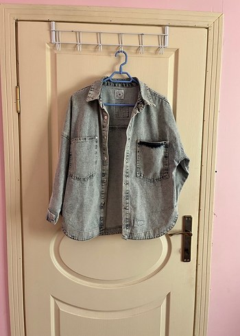 Buz mavisi  Kadın Denim Ceket - Salaş Kesim, Düğmeli - Görsel 2