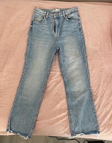 Bershka yüksel bel cropped flare jean