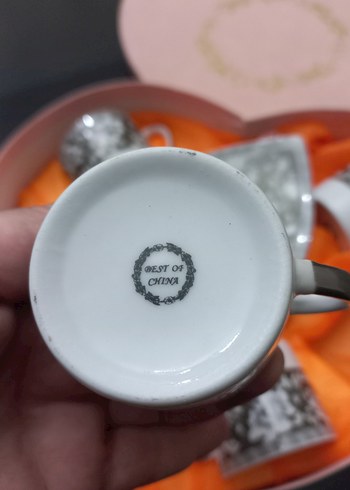 Gri Çiçek Desenli Kahve Fincan Seti - Görsel 6