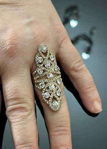 Işıltılı Yılan Desenli Altın Kadın Yüzük - Görsel 2