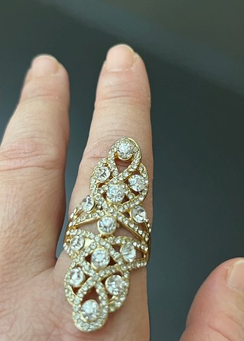 Işıltılı Yılan Desenli Altın Kadın Yüzük - Görsel 5