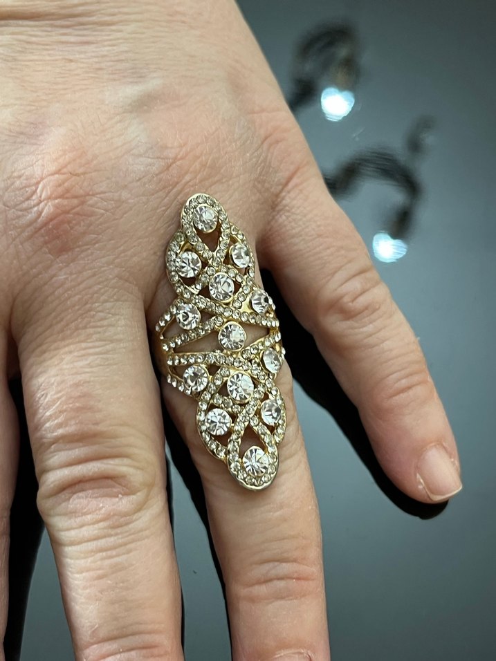 Işıltılı Yılan Desenli Altın Kadın Yüzük - Görsel 2