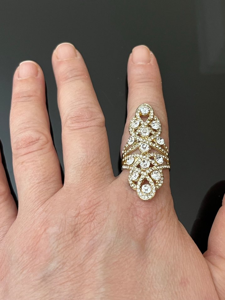 Işıltılı Yılan Desenli Altın Kadın Yüzük - Görsel 4