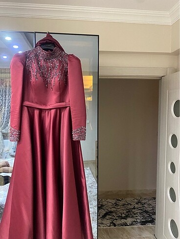 38 Beden bordo Renk Satılık abiye