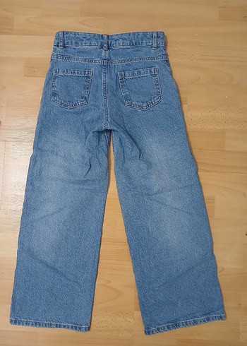 Kız Çocuk Mavi kuromili Bol Kesim Kot Pantolon - Görsel 2