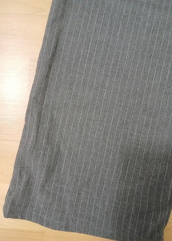 Kız çocuk gri çizgili kumaş pantolon - Görsel 3