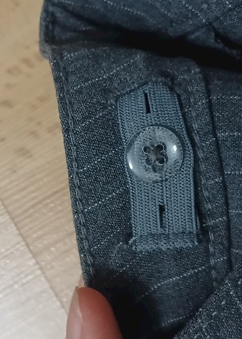 Kız çocuk gri çizgili kumaş pantolon - Görsel 4