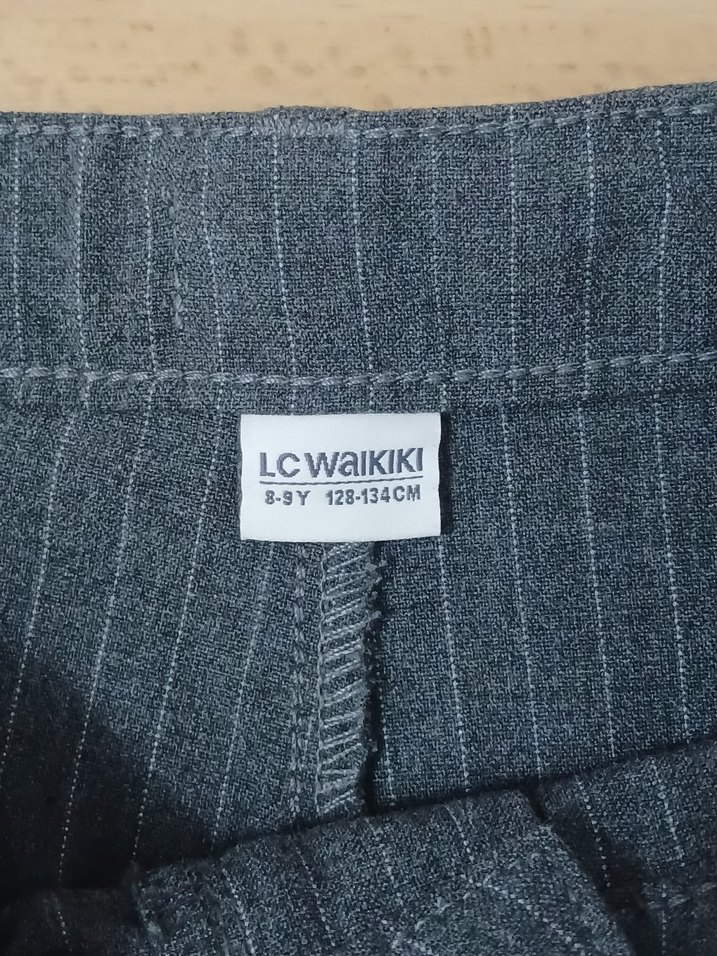 Kız çocuk gri çizgili kumaş pantolon - Görsel 5