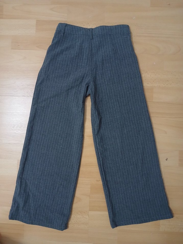 Kız çocuk gri çizgili kumaş pantolon - Görsel 2