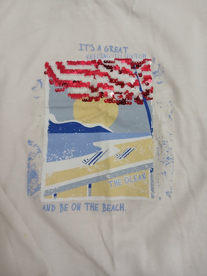 Beyaz Baskılı Uzun Kollu Çocuk Tişörtü - Görsel 2