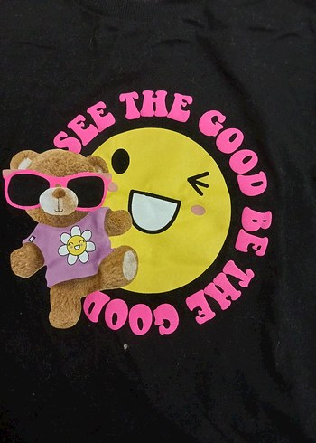 Kız Çocuk Siyah Uzun Kollu Baskılı Sweatshirt - Görsel 2