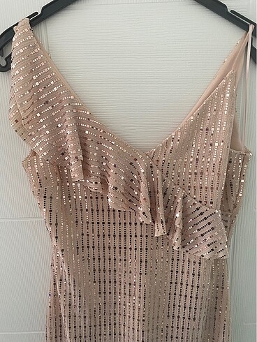 xl Beden Pudra mini abiye elbise