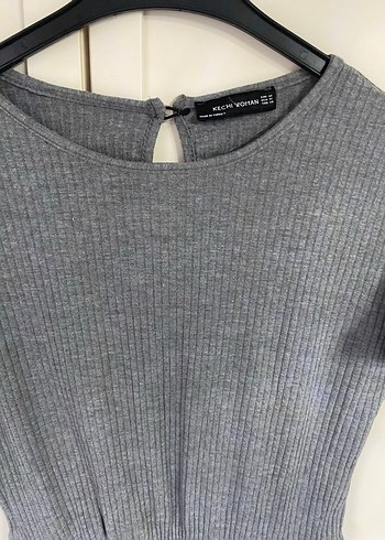 Gri Triko Kadın Keten Tulum - Görsel 5