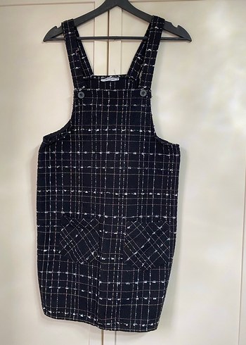 Kareli Siyah Askılı salopet - Görsel 2