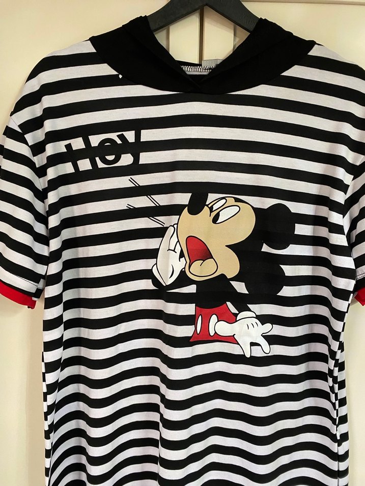 Çizgili Mickey Mouse Baskılı  Tişört - Görsel 3