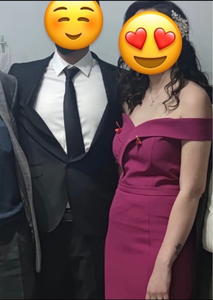 Mor Midi Fitted Elbise, Yırtmaçlı, Askılı - Görsel 2