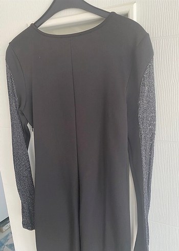 Dantel Detaylı Siyah Uzun Kollu Midi Elbise - Görsel 6