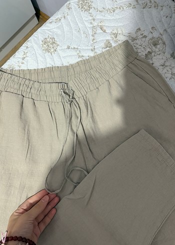 LC Waikiki Bej Rahat Kesim Kadın Keten Pantolon