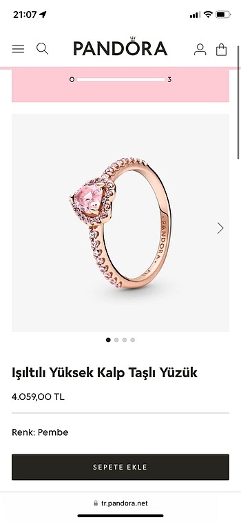 Pandora pembe kalp yüzük